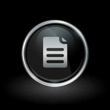 Paper document icon inside round silver and black emblem Stock Illustration