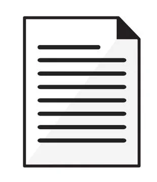 Paper document icon on white background. white document symbol. Stock Illustration