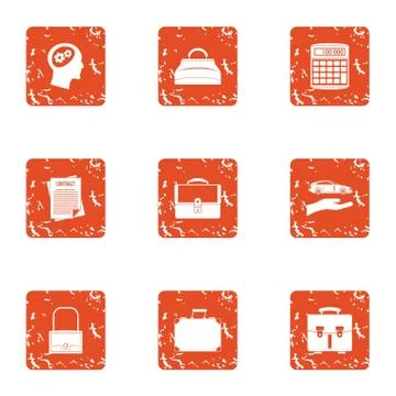 Paper document icons set, grunge style Stock Illustration