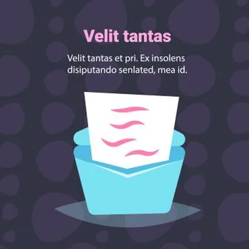 Paper document letter open envelope contract concept blank sheet correspondence Stock Illustration