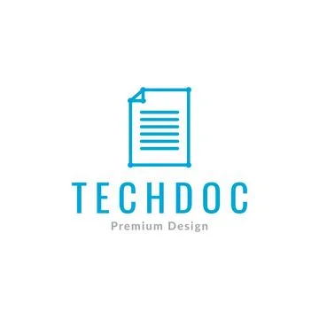 Paper document line technology logo design, vector graphic symbol icon illu.. Stock Illustration