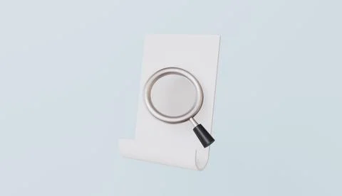 Paper Document with Magnifying Glass, Focus Research and Data Monitoring Stock Illustration