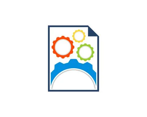 Paper document with mechanical gear inside Stock Illustration