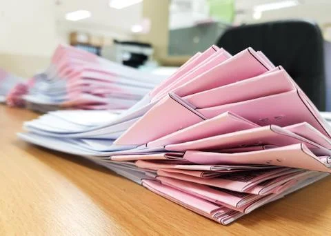 Paper document office concept design,on desk. Foto stock