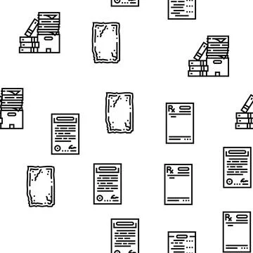 Paper document office note page vector seamless pattern Stock Illustration