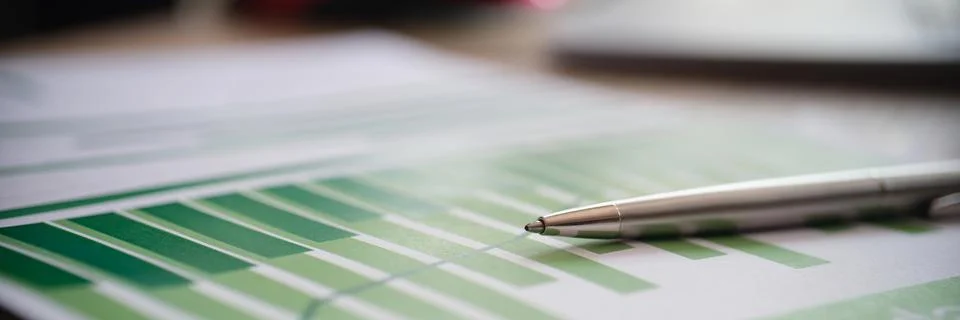 Paper document with pen graphs and diagrams Foto stock