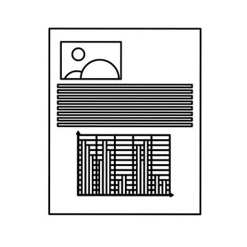 Paper document with picture and graph , Vector illustration Illustrazione stock