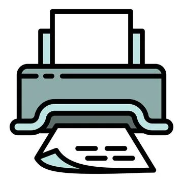 Paper document printer icon, outline style Stock Illustration