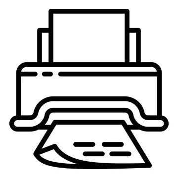 Paper document printer icon, outline style Stock Illustration