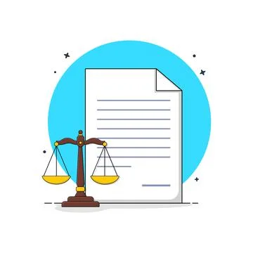 Paper Document with Scale of Justice Vector Illustration. Stock Illustration