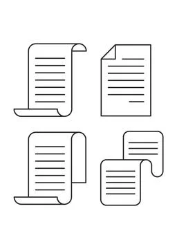 Paper Document Scroll and File Line Icons Set Stockillustratie
