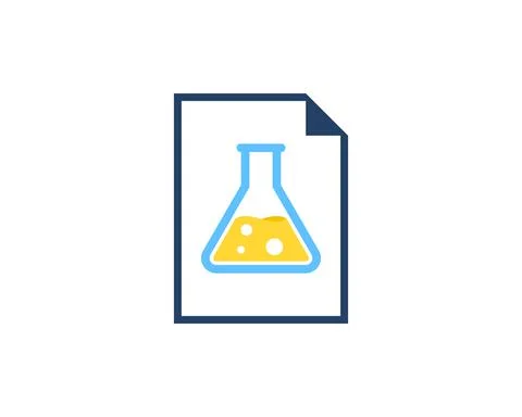 Paper document with triangle bottle laboratory inside Stock Illustration