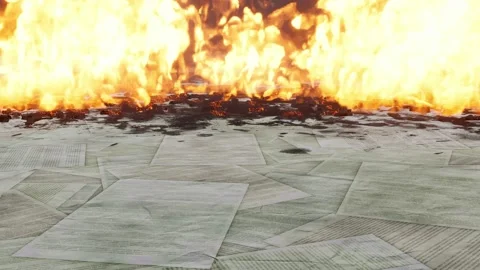 Paper documents burning in fire concept background 4K Stock Footage 220377339