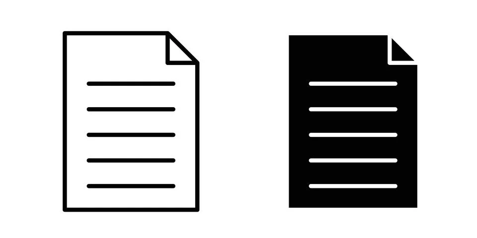 Paper documents icon logo. Outline style icons with flat versions 스톡 일러스트