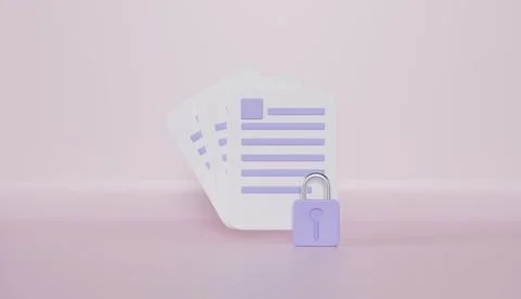 Paper documents icon with padlock document management Modern private file Stock Illustration