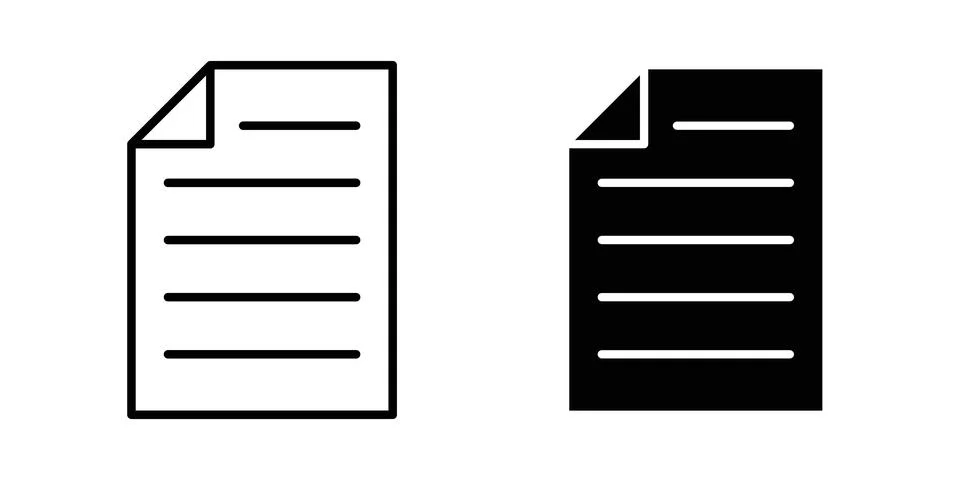 Paper documents icon thin line and clipart style vector set Stock Illustration
