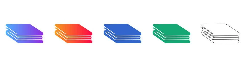 Paper Documents Stack Icon Set Stock Illustration