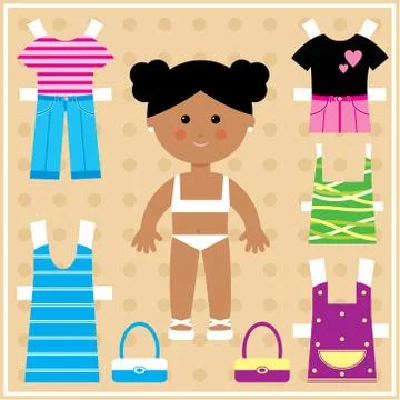 Paper doll with clothes set 스톡 일러스트