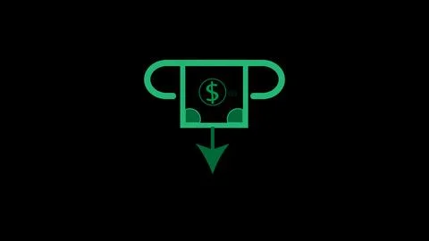 A paper dollar drops down from a hole on black background Illustrazione stock