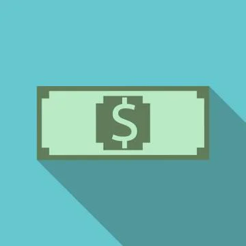 Paper dollar, long shadow Stock Illustration