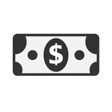Paper dollar symbol icon on white background Stock Illustration