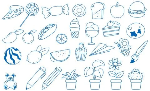 A paper with a doodle design of object Ilustración de archivo