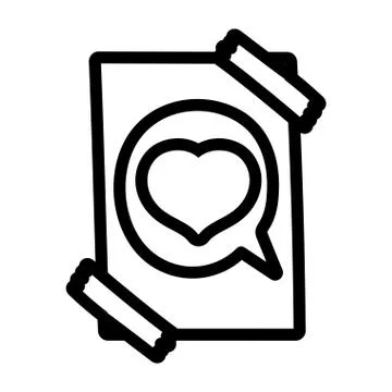 Paper draw speech bubble heart love with adhesive tape Illustrazione stock
