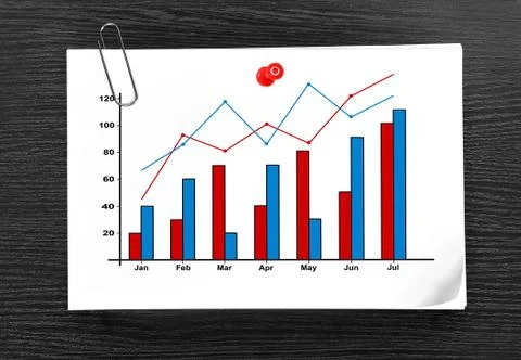 Paper with drawing chart Stock Illustration