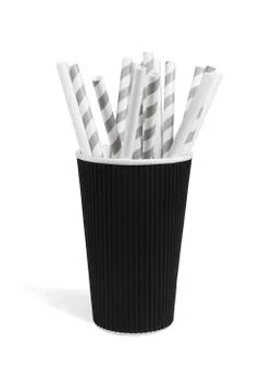 Paper Drinking Straws in Cup Stock Photos