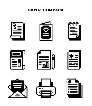 Paper DuoTone Vector Icons Pack Illustrazione stock