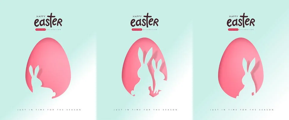Paper easter egg shape with bunny silhouette Stock Illustration