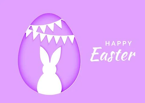 Paper easter egg shape with bunny silhouette. Vector illustration Stock Illustration
