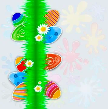 Paper Easter eggs and grass Stock Illustration