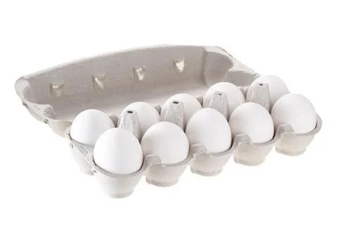 Paper egg container isolated on white background Stock Photos