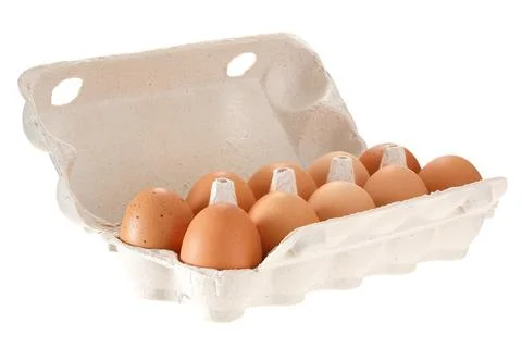Paper egg container isolated on white background Stock Photos