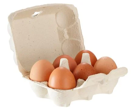 Paper egg container isolated on white background Foto stock