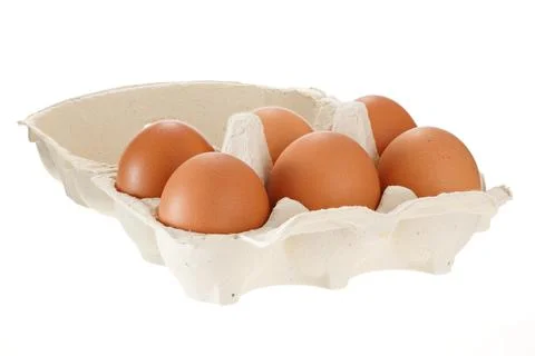 Paper egg container isolated on white background Stock Photos