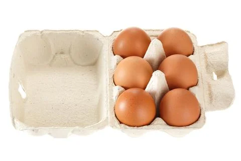 Paper egg container isolated on white background Foto stock