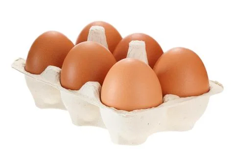 Paper egg container isolated on white background Stock Photos
