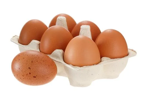 Paper egg container isolated on white background Foto stock