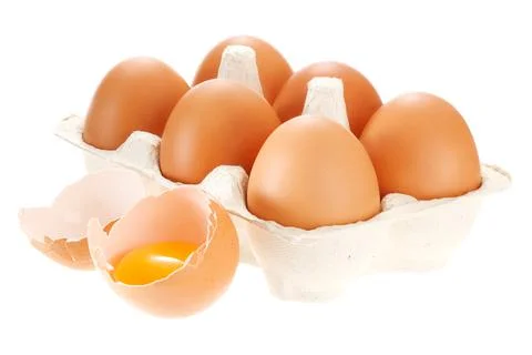 Paper egg container isolated on white background Stock Photos