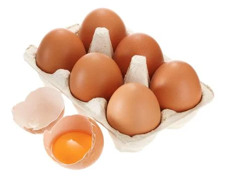 Paper egg container isolated on white background Stock Photos