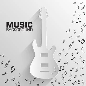 Paper electro guitar vector background concept Stock Illustration