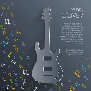 Paper electro guitar vector background concept. Illustration tamplate for web Stock Illustration