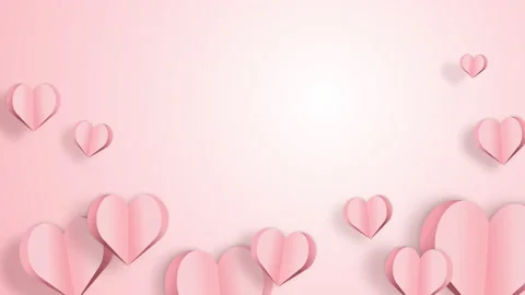 Paper elements in shape of heart flying on pink background. Video stock 232505124