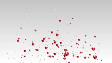 Paper elements in shape of heart flying on pink background. symbols of love for Video stock 243592783