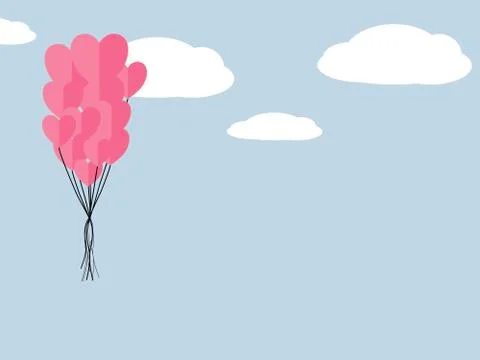 Paper elements in shape of heart flying. symbols of love Stock Illustration