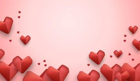 Paper elements in shape of heart on pink background Stock Illustration
