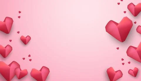 Paper elements in shape of heart on pink background Stock Illustration