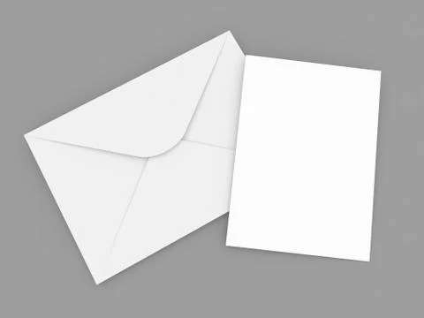 Paper envelope and A4 sheet on a gray background. Stock Illustration